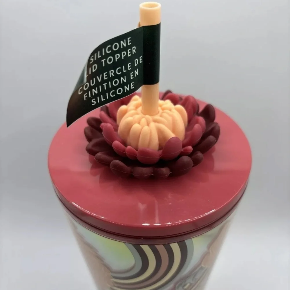 STARBUCKS  Holiday 2025 Flower Straw Charm 24 Oz Cold Cup Tumbler
